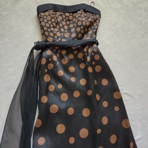 Kay Unger Silk corset polka dots maxi column  dress gown